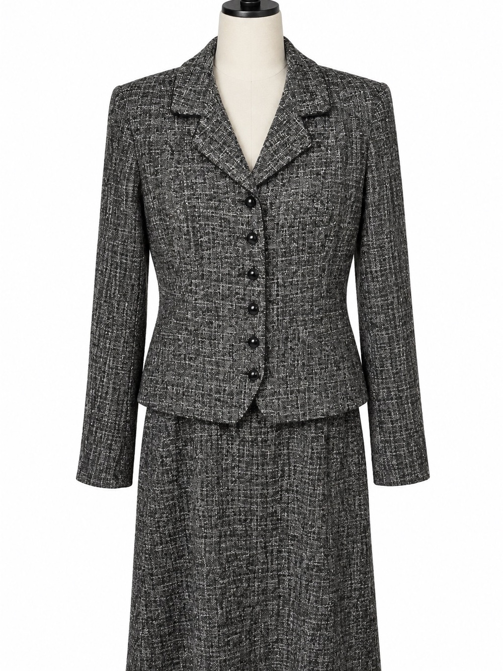 Koret Gray Tweed Women's 2pc Set - Jacket & Midi Skirt